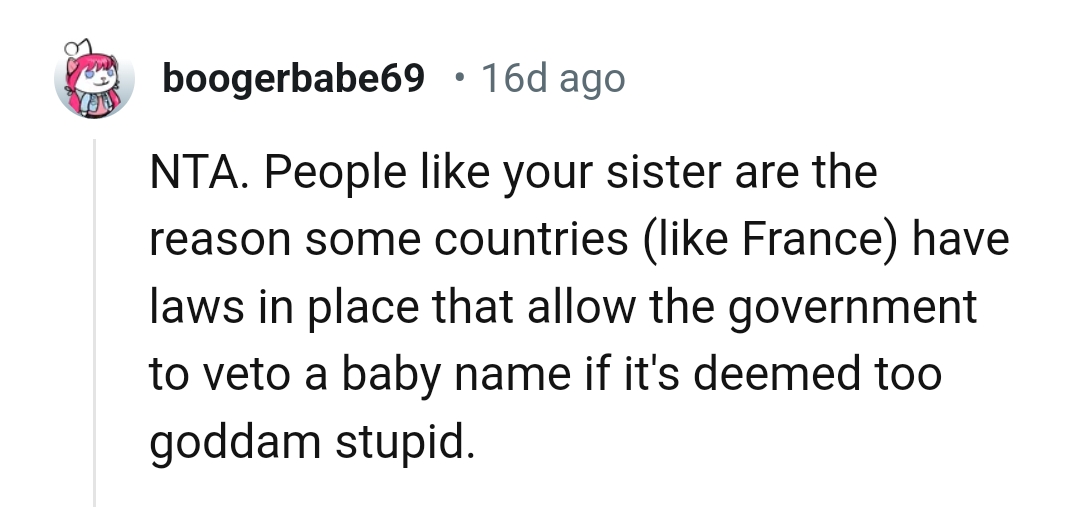 Some countries veto a baby's name