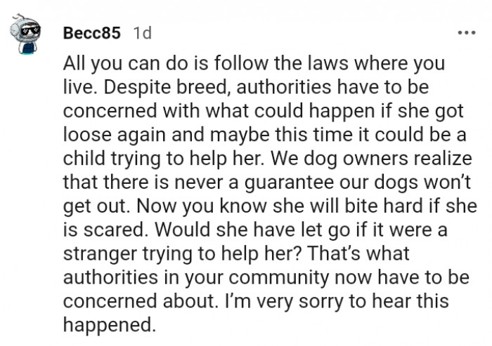 3. She will bite hard if she's scared