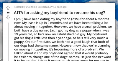Boyfriend Asks Redditor to Change Her Dog's Name or Rehome It If She Wants to Move In with Him