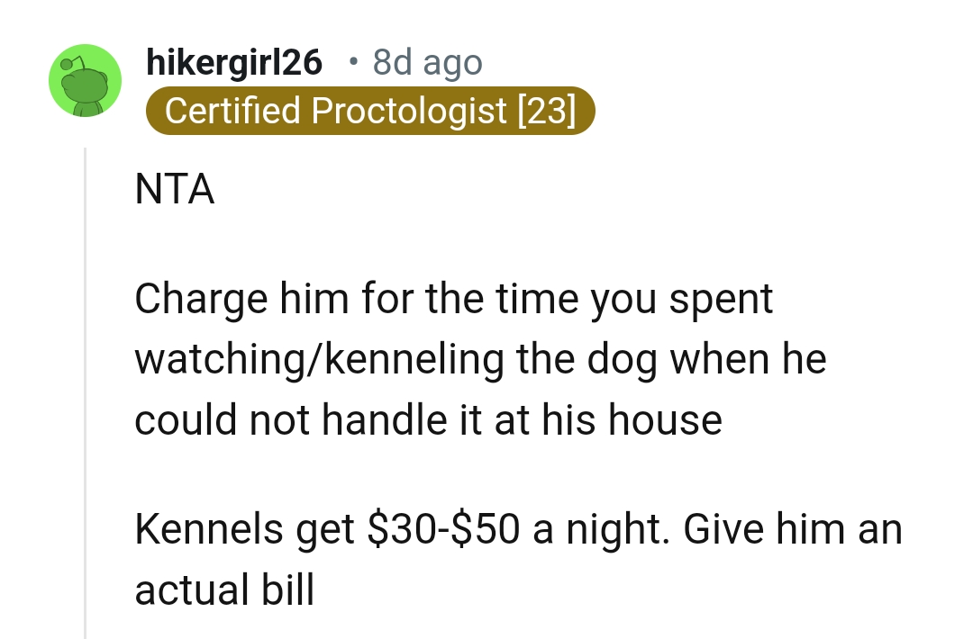 Giving him the actual bill