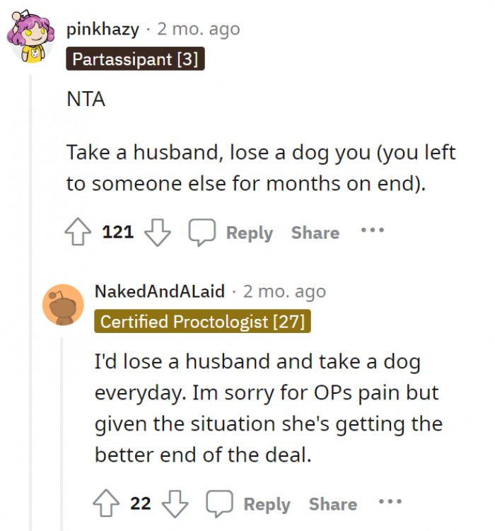 Dog > husband.