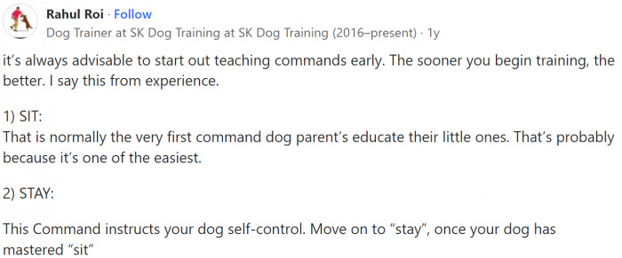 Teach basic commands early: