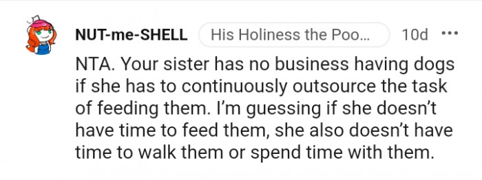 The OP's sister has no business having a dog