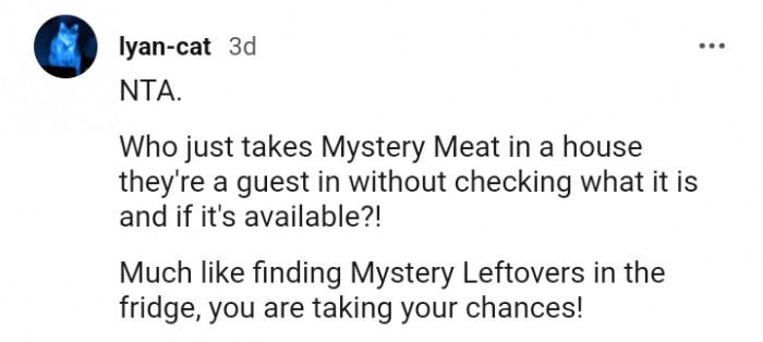 Finding mystery leftovers in the fridge