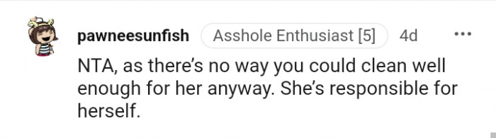 She is responsible for herself