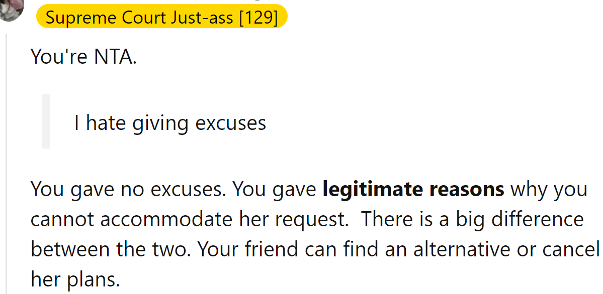 The friend can find an alternative solution