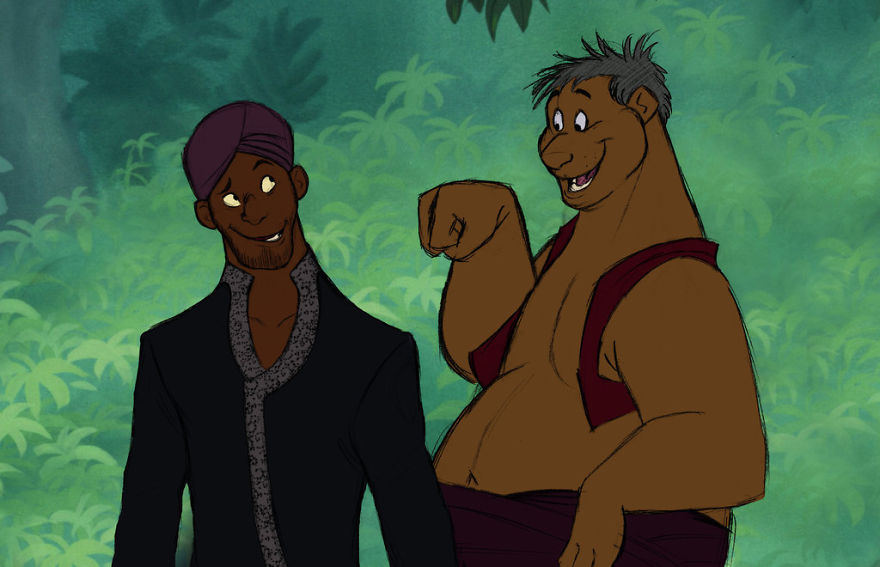 Human versions of Bagheera and Baloo