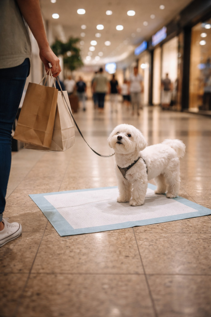 A woman had placed a pee pad on the floor of the main hallway for her dog, right out in the open.