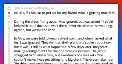 Snubbed Bridesmaid Plans On Not Attending The Wedding After Being Told She's In Charge Of The Bride's 11 Pets During The Ceremony
