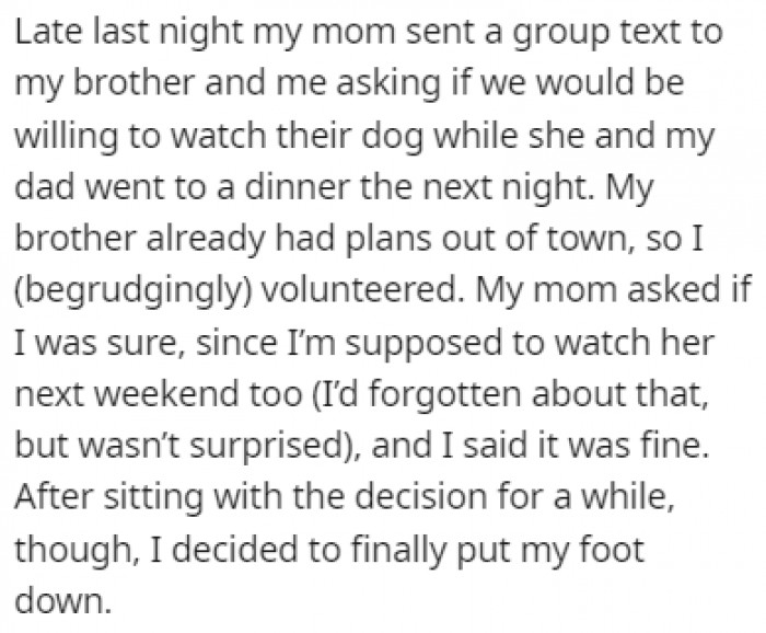OP decided to put her foot down after her mom's latest request