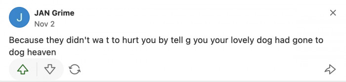 But most of the people in the comments believed that OP's parents made up the farm story to avoid telling their children that their dog is dead.