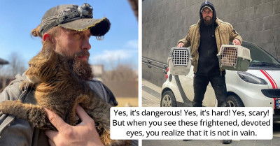 This Ukrainian Celebrity Risks His Life To Save Cats And Dogs In The War Zone Every Day