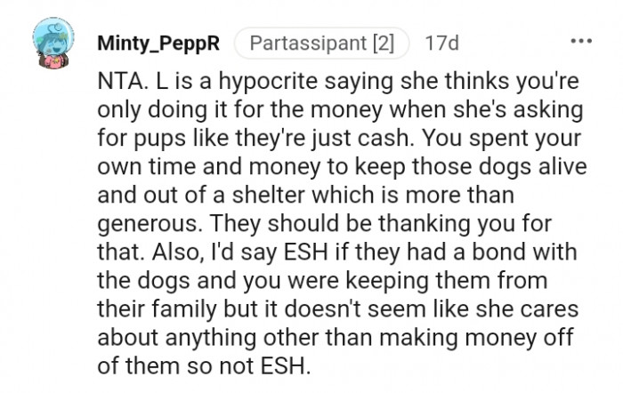 They should be thanking you for that