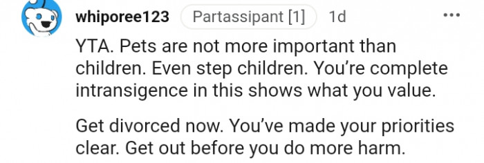 20. Pets are not more important than children