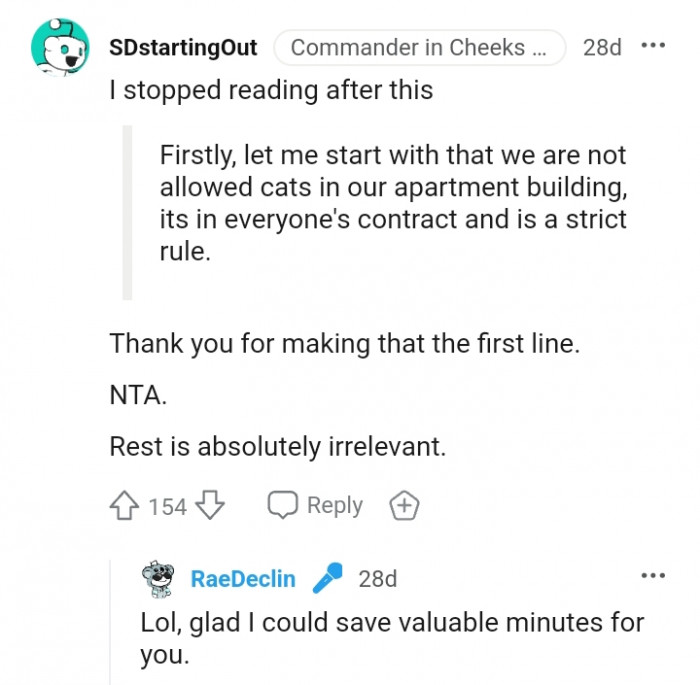 This Redditor didn't need to read everything to make a decision