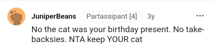 The cat was your birthday present