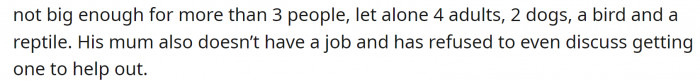 Also, there is a question of expenses, which mom doesn't really want to discuss.