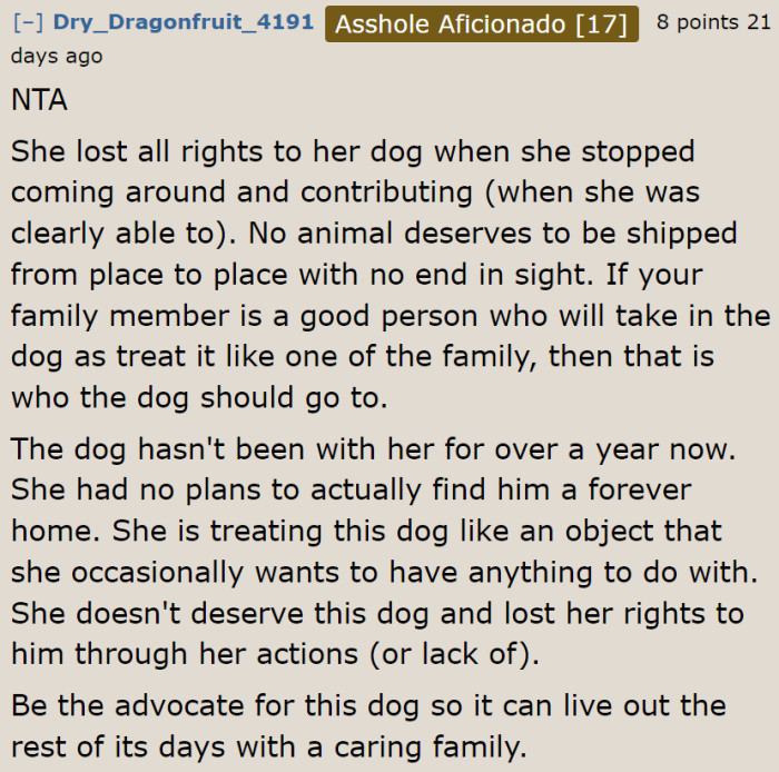 The friend no longer has rights to the dog since she technically gave it up by not contributing anything for the dog.