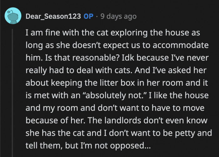 Why would you get a cat if you can't deal with the litter box? In a shared home no less. If Alissa doesn't change, OP may have no choice but to inform their landlord.
