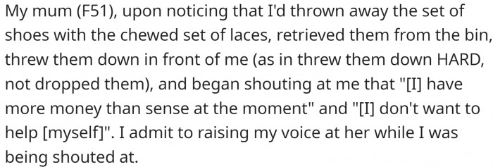 The laces have a design that she can't find when looking for replacement shoelaces, so she decided to get a new set of relatively affordable shoes.
