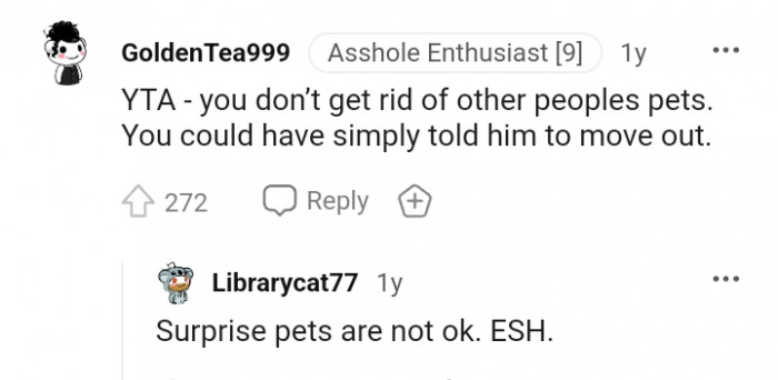 You don't get rid of other people's pets