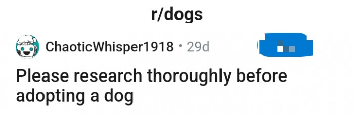 This Redditor is pleading that you do your research before getting a dog
