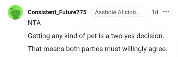 Both parties must be willing to get a pet