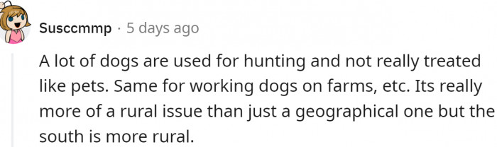 Many of those dogs are not treated as pets