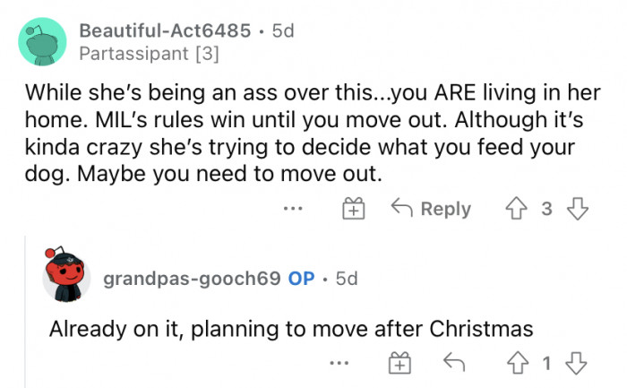 "You ARE living in her home."