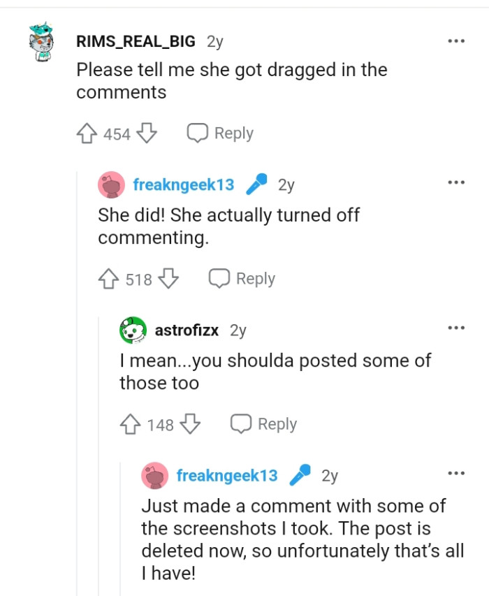 Apparently, Karen turned off the comments section