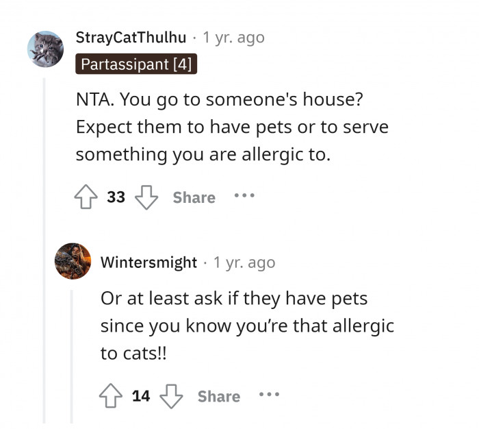 17. Plus, we can't assume that the homeowner knows the visitors' allergies.