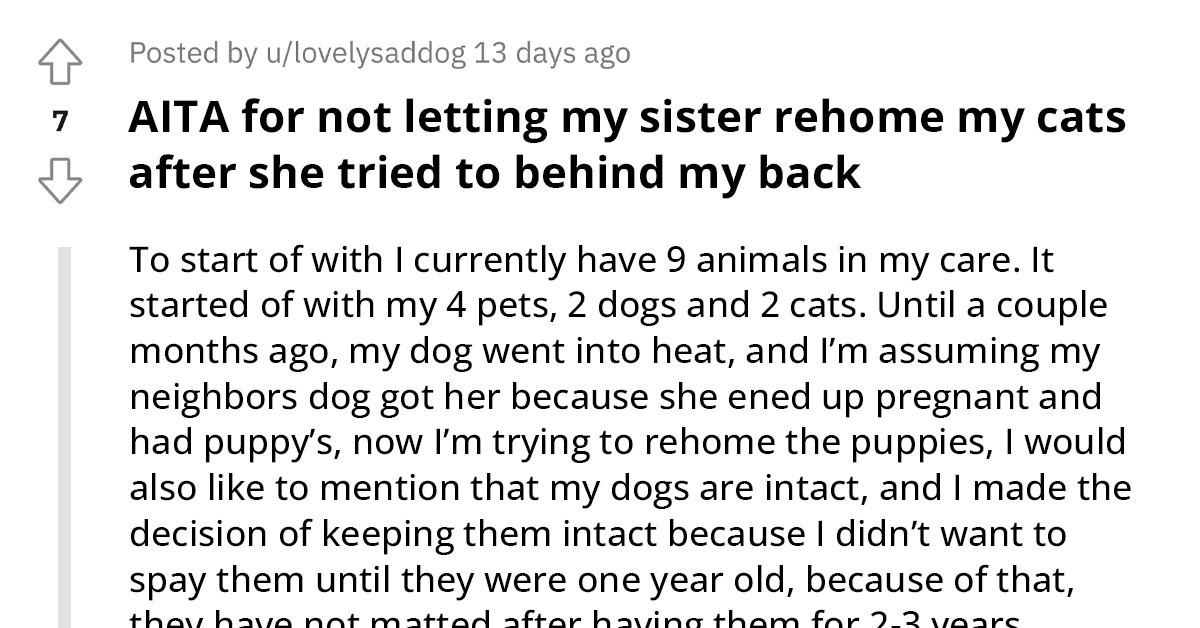 AnimalHoarding Redditor Wants To Rehome Dogs But Not Cats, Gets