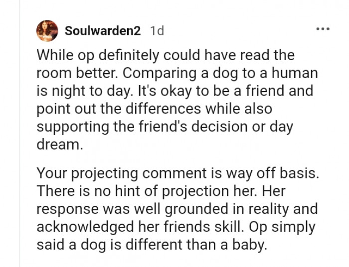 Comparing a dog to a human is night and day