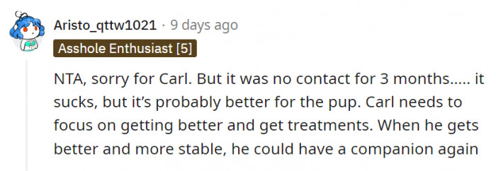 20. Carl needs to focus on himself first before taking on another creature to care for