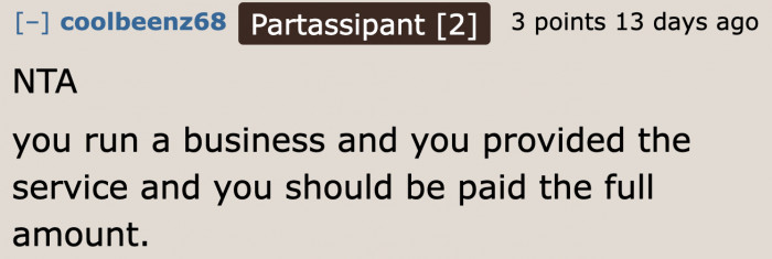 Full service = Full amount