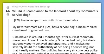 Redditor Asks If She Should Report Her Roommate And Her "Service" Dog To Landlord Because They Are Making Her Life A Living Hell