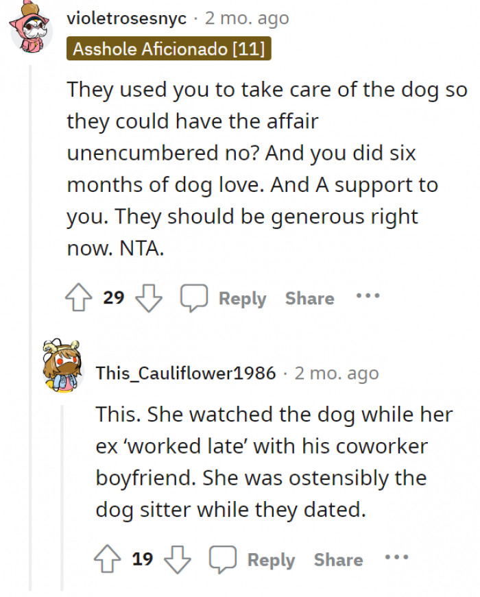 Dog sitter gets the upper hand now.