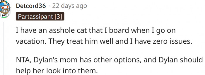 Dylan's mom has other options.