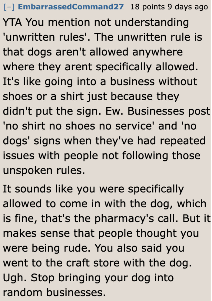 This user believes that the OP needs to follow unwritten rules.