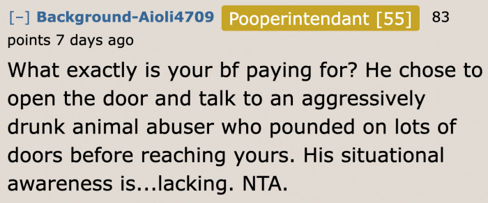The Boyfriend Needs to Level Up His Situational Awareness.