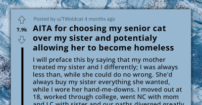 Woman’s Choice To Save Her Beloved Cat’s Life Over Helping Out With Estranged Sister’s Mortgage Triggers Bitter Family Feud
