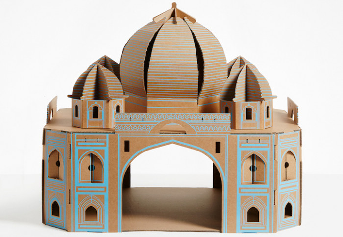 Cardboard cat furniture modeled after a Mayan Temple, god-like design