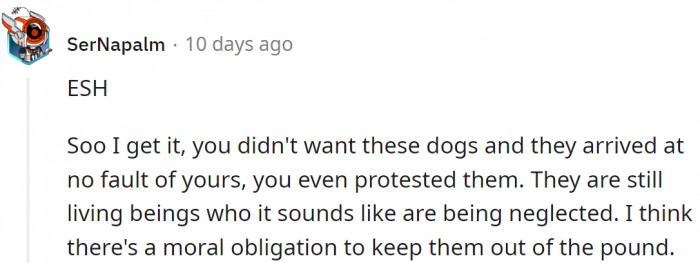 They are still living beings. There's a moral obligation.