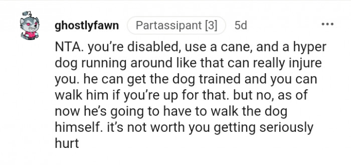 Now he is going to have to walk the dog himself