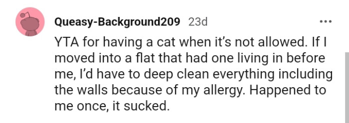 This Redditor Would Have to Deep Clean Everything Because of Allergies