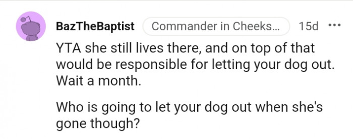 Who's going to let your dog out later on?