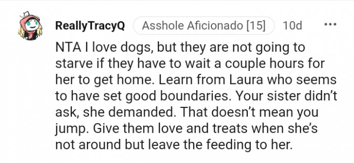 Laura seems to have set some good boundaries