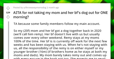 Lady Fails To Take Her Mom And Bf's Dog Out One Morning, Mom Terms Her Irresponsible