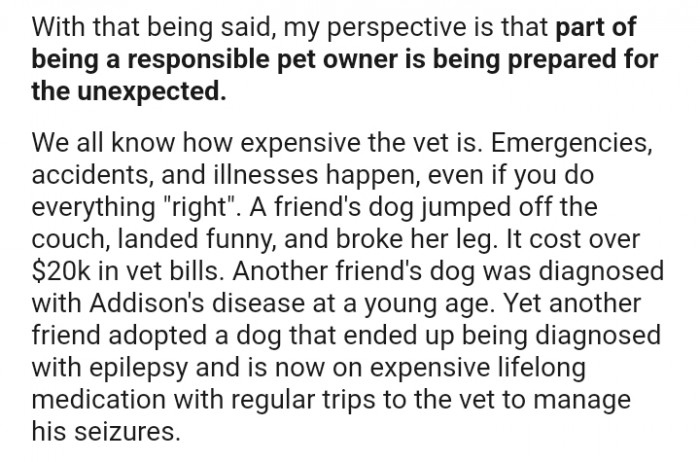 The vet is expensive