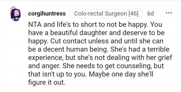 She's not dealing with her grief and anger.